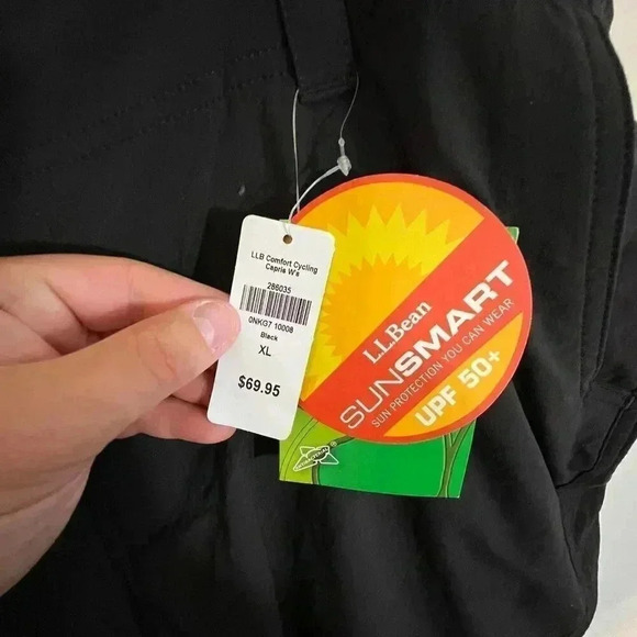 NWT L.L. Bean Women's Comfort Padded Performance Cycling Capri Black XL - Picture 2 of 6